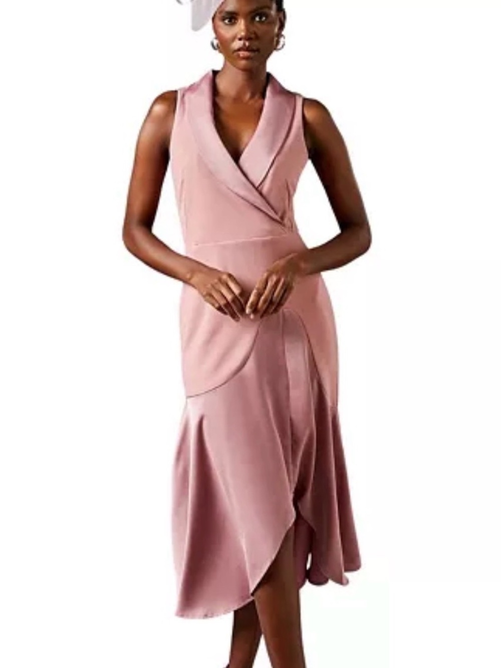 Coast Women's Tux Sleeveless Midi Dress Size 6 Mauve Cocktail or Derby Dress